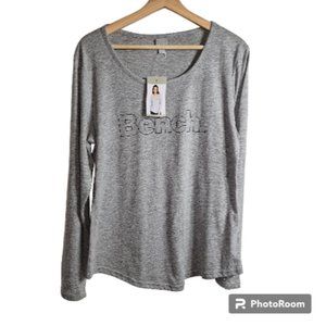 Bench. Grey Long Sleeve Top with Logo Size XL
